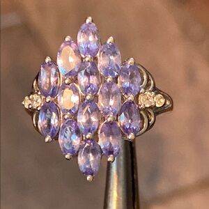 Tanzanite and White Zircon Ring